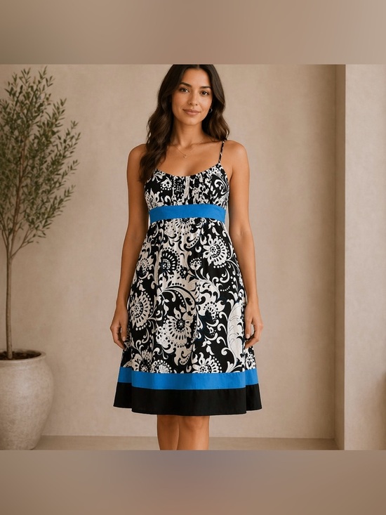 Jessica Dresses & Skirts - Vintage Jessica Y2K Black White Floral Sundress 16 Petite Cotton Padded Bodice